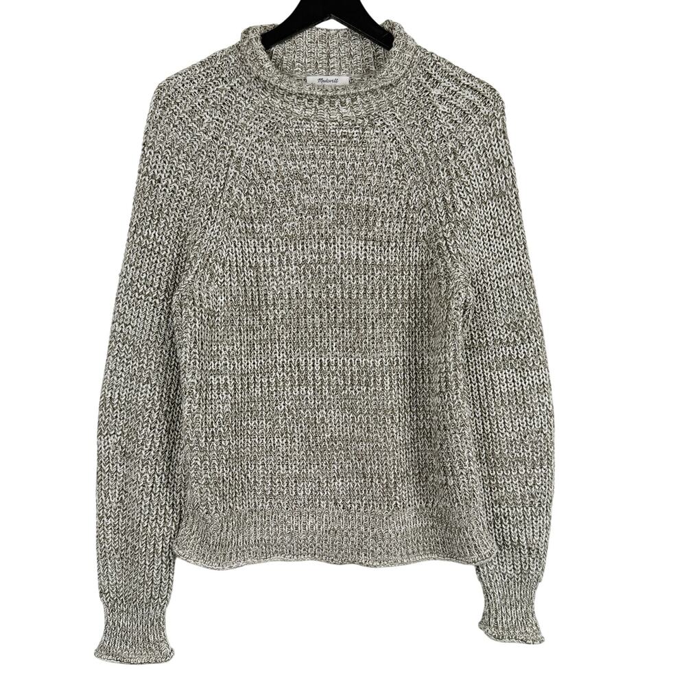 Madewell Marled Cotton Mock Neck Sweater Green - M